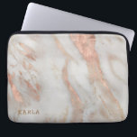 Housse Pour Ordinateur Portable Texture rose-or de luxe en faux marbre<br><div class="desc">Texture de luxe blanc et or rose,  imitation marbre. monogramme facultatif.</div>