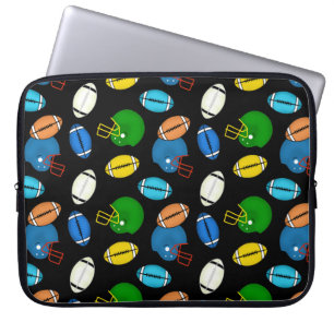 Housse Pour Ordinateur Portable Thème de ballons de football et de casques à fond 