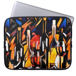 Housse Pour Ordinateur Portable Thèmes du vin dans le style du cubisme. Bouteilles