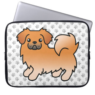 Housse Pour Ordinateur Portable Tibétain Rouge Épagneul Mignon Chien de Dessin Ani
