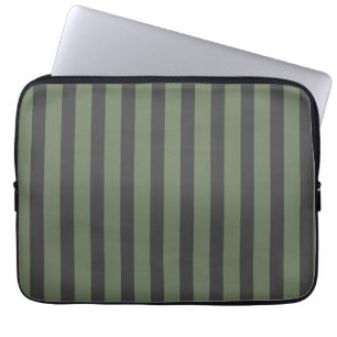 Housse Pour Ordinateur Portable Tic vert olive rayé moderne