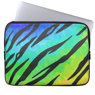 Housse Pour Ordinateur Portable Tiger noir et arc-en-ciel