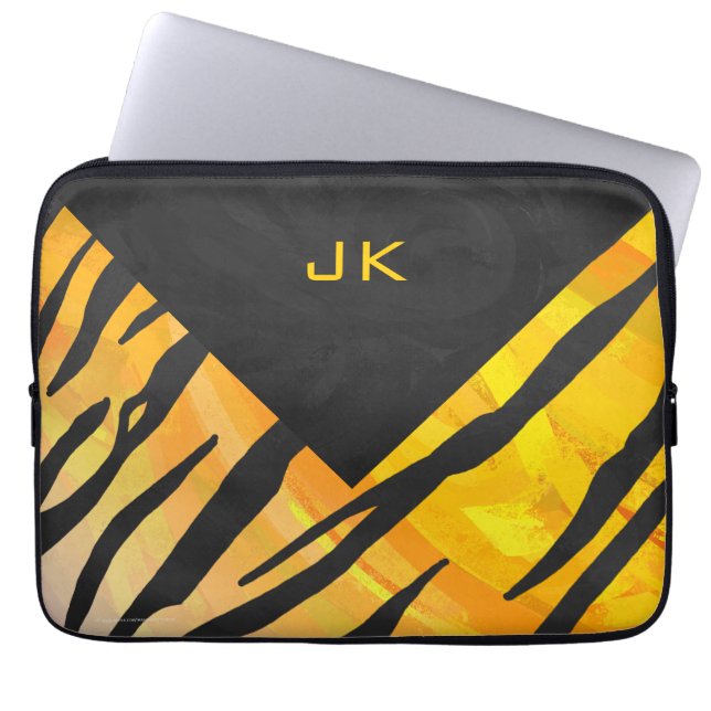 Housse Pour Ordinateur Portable Tiger noir et orange (Devant)