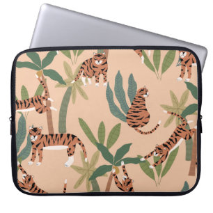 Housse Pour Ordinateur Portable Tigers d'été Palmiers Exotiques