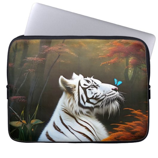 Housse Pour Ordinateur Portable Tigre Blanc Ces Moments Amoureux, Manche Ordinateu (Devant)