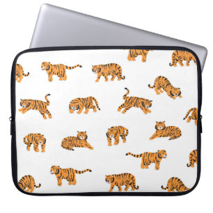 Housse Pour Ordinateur Portable Tigre japonais : Doodle Vintage sans joint