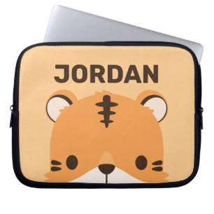 Housse Pour Ordinateur Portable Tigre mignon avec nom personnalisé