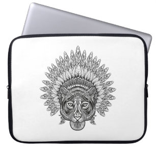 Housse Pour Ordinateur Portable Tigre tiré par la main dans le style