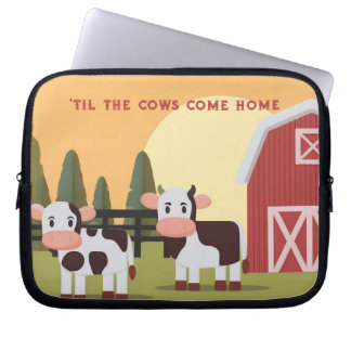 Housse Pour Ordinateur Portable Til the Cows Come Home Two Cows Red Barn Sunrise