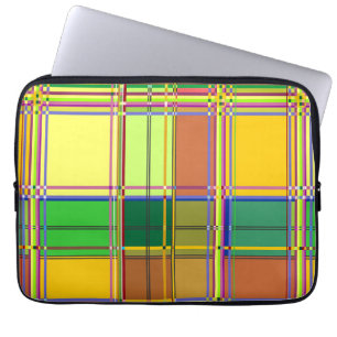 Housse Pour Ordinateur Portable Tissu Coloré Madras Tartan des Caraïbes