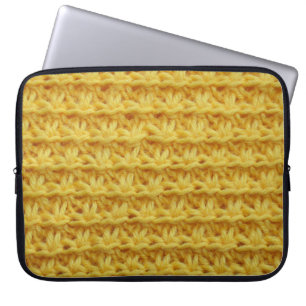 Housse Pour Ordinateur Portable Tissu tricoté jaune : texture rayée.