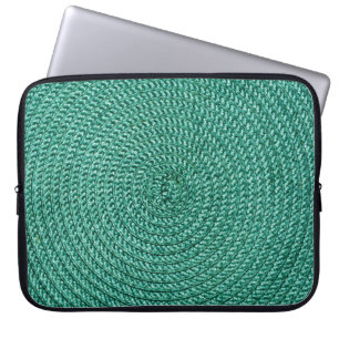 Housse Pour Ordinateur Portable Tissu vert tressé artificiel.