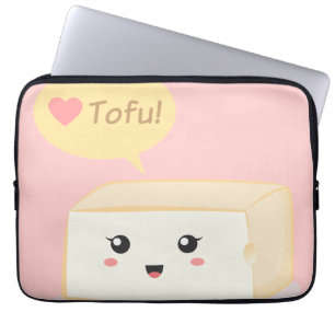 Housse Pour Ordinateur Portable Tofu kawaii demandant aux gens d'aimer le tofu