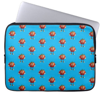 Housse Pour Ordinateur Portable Tomate de dessin animé avec Moustache et armes