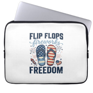 Housse Pour Ordinateur Portable Tongs Patriotiques Feux d'Artifice de la Liberté C