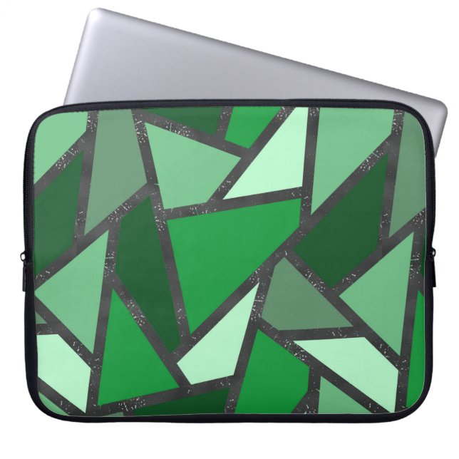 Housse Pour Ordinateur Portable Tons de motif en vitrail vert (Devant)