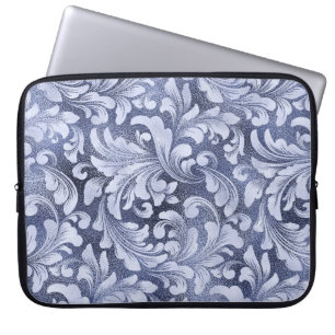 HOUSSE POUR ORDINATEUR PORTABLE TONS D'EMBELLISSEMENTS FLORAUX BLEUS