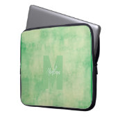 Housse Pour Ordinateur Portable Tons Pastel Vert Terre Monogramme Chic (devant gauche)