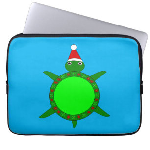 Housse Pour Ordinateur Portable Tortue de Noël mignonne avec coquille de fleurs
