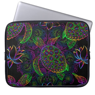 Housse Pour Ordinateur Portable Tortue marine dans des couleurs psychédéliques mul