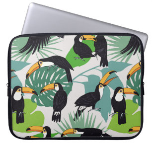 Housse Pour Ordinateur Portable Toucan Bird : Palm Feuille Motif