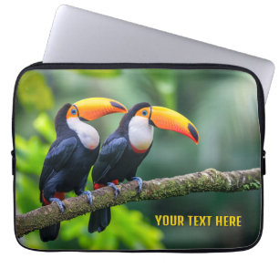 Housse Pour Ordinateur Portable Toucans Tropical Texte Personnalisé