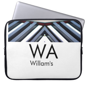 Housse Pour Ordinateur Portable Touches de piano noir blanc ajoutent la lettre ini
