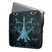 Housse Pour Ordinateur Portable Tour Eiffel Floriaux bleus (devant gauche)
