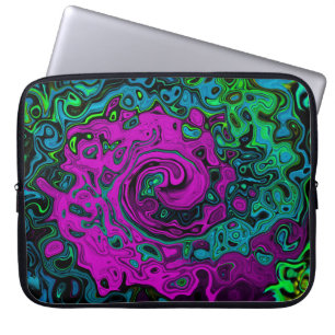 Housse Pour Ordinateur Portable Tourbillon d'art liquide groovy abstrait magenta g