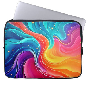Housse Pour Ordinateur Portable Tourbillon d'énergie arc-en-ciel : Art du flux vib