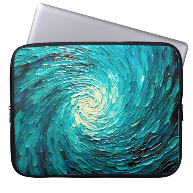 Housse Pour Ordinateur Portable Tourbillon océan turquoise abstrait (Devant)