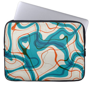 Housse Pour Ordinateur Portable Tourbillons turquoise et rouge