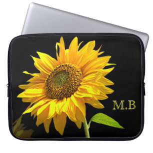 Housse Pour Ordinateur Portable Tournesol lumineux sur fond noir