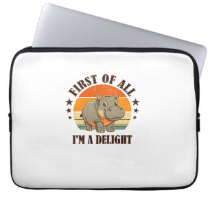 Housse Pour Ordinateur Portable Tout d'abord je suis un bébé hippopotame ravi Moo