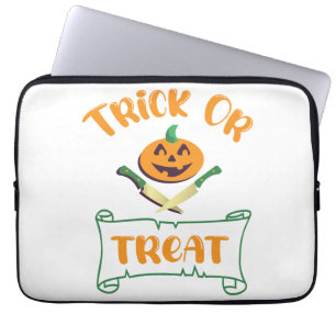 Housse Pour Ordinateur Portable Tracer ou traiter les os croisés Halloween visage 