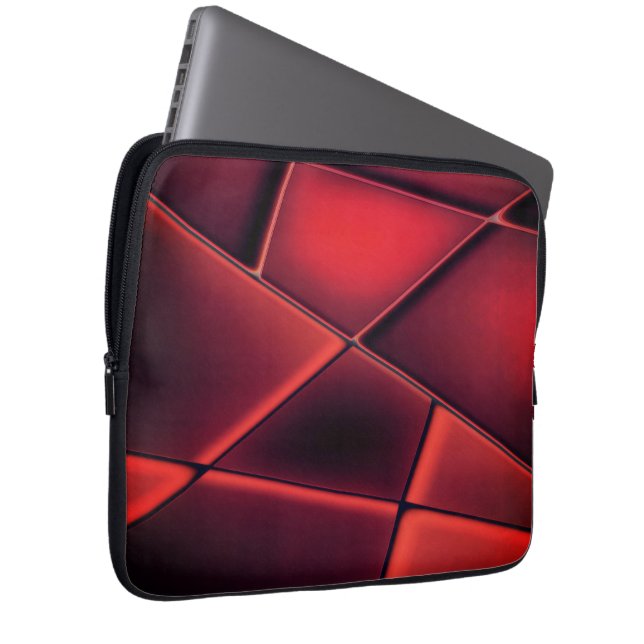 Housse Pour Ordinateur Portable Trapézoïdes rectangle rouge avec combinaison optio (Devant droit)