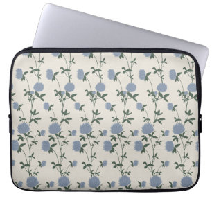 Housse Pour Ordinateur Portable Trèfle de Prairie Botanique Rétro Lin Français