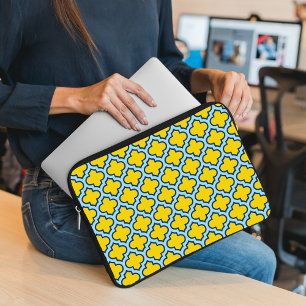 Housse Pour Ordinateur Portable Trellis jaune et bleu bébé, treillis, Quatrefoil