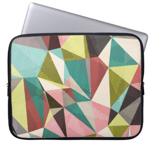 Housse Pour Ordinateur Portable Triangles Colorés, Formes géométriques Abstraites.