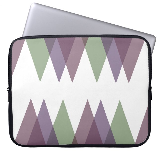 Housse Pour Ordinateur Portable Triangles mauve et vert (Devant)