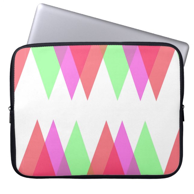 Housse Pour Ordinateur Portable Triangles rouge et vert (Devant)