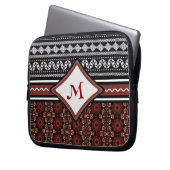 Housse Pour Ordinateur Portable Tribal Abstrait noir, blanc et rouge (devant gauche)