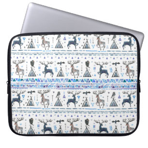 Housse Pour Ordinateur Portable Tribal ethnique sans couture motif avec animaux et