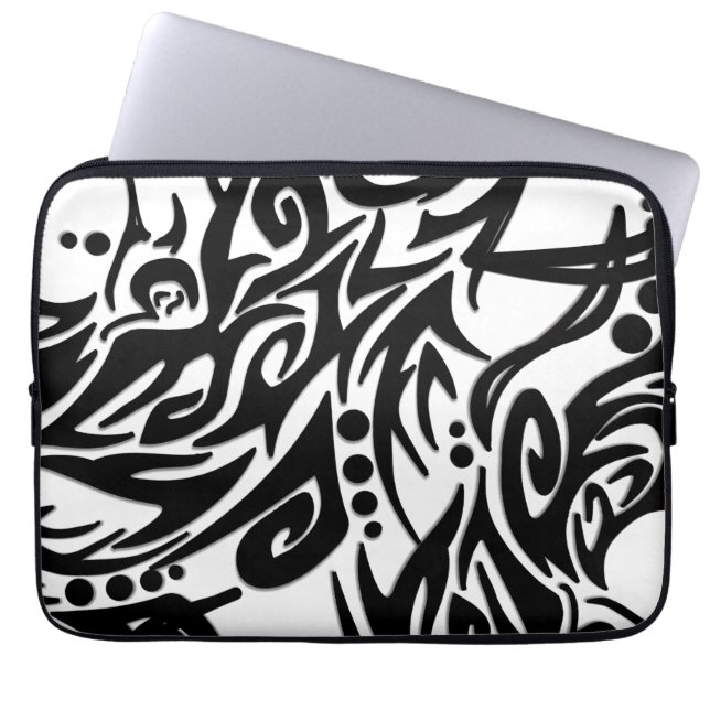 Housse Pour Ordinateur Portable Tribal noir abstrait (Devant)