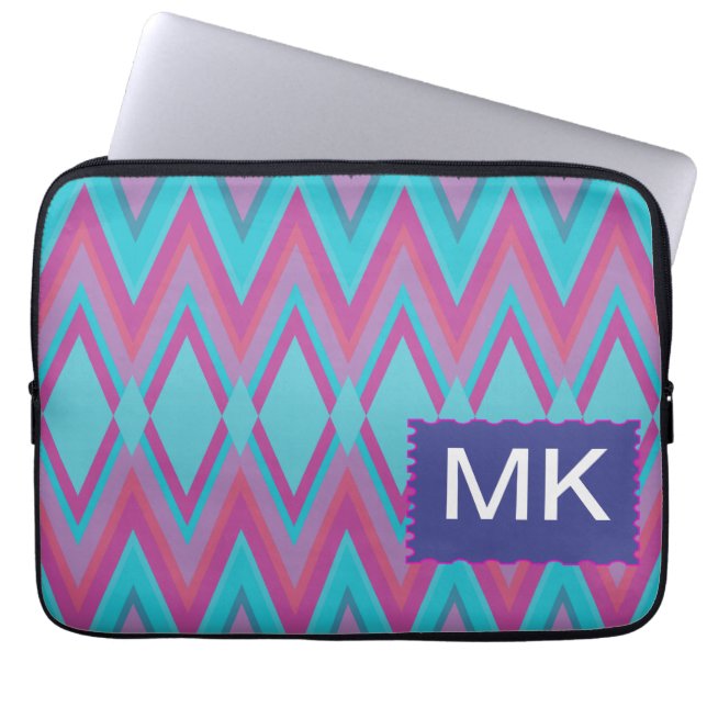 Housse Pour Ordinateur Portable Tribal pourpre et Aqua (Devant)