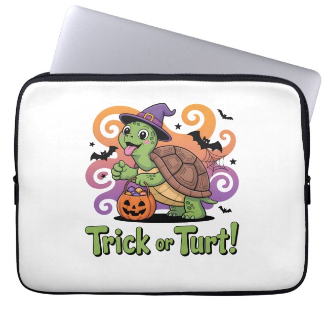 Housse Pour Ordinateur Portable Trick ou Turt Funny Turtle Halloween (Devant)