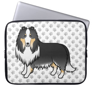 Housse Pour Ordinateur Portable Tricolor Rough Collie Cute Cartoon Chien & Pâtes