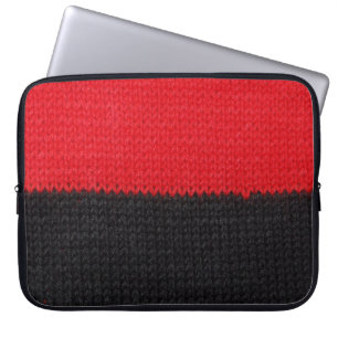Housse Pour Ordinateur Portable tricot rouge-noir : closeup rayé.