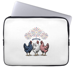 Housse Pour Ordinateur Portable Trio de poulets patriotiques Gravure vintage Vecto