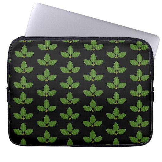 Housse Pour Ordinateur Portable Trois feuilles vertes modernes (Devant)